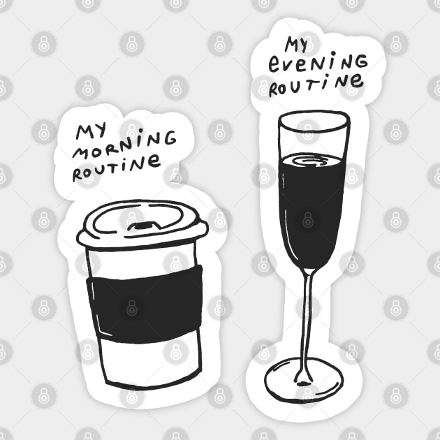 Morning Coffee And Evening Wine Sticker by gnomeapple
